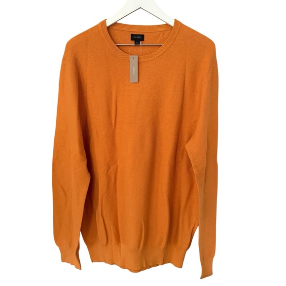 NWT J. Crew Men’s Size Large Orange 100% Cotton Pullover Sweater